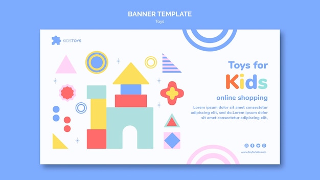 Free PSD horizontal banner template for kids toys online shopping