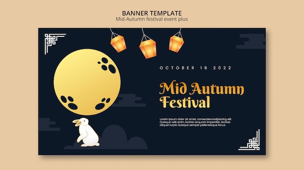 Free PSD horizontal banner template for mid-autumn festival