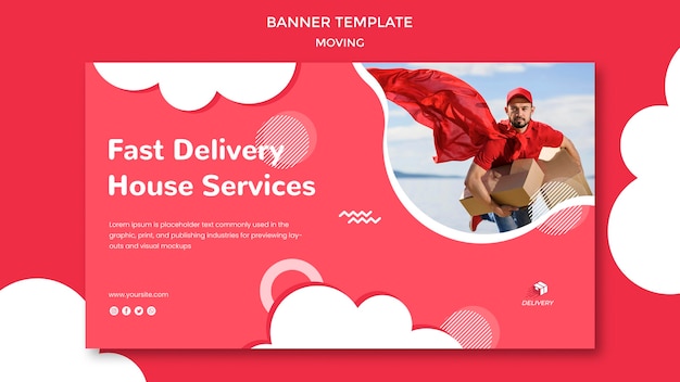 Free PSD horizontal banner template for moving company