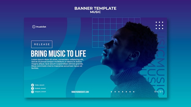 Free PSD horizontal banner template for music lovers