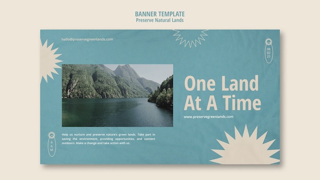 Horizontal banner template for nature preservation with landscape