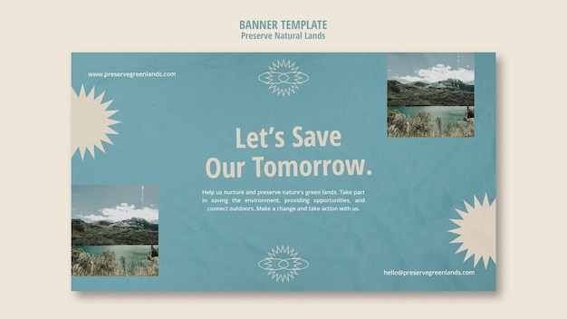 Free PSD horizontal banner template for nature preservation with landscape