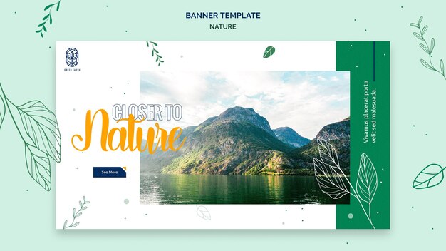 Horizontal banner template for nature with wild life landscape