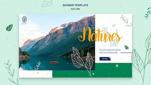 Free PSD horizontal banner template for nature with wild life landscape