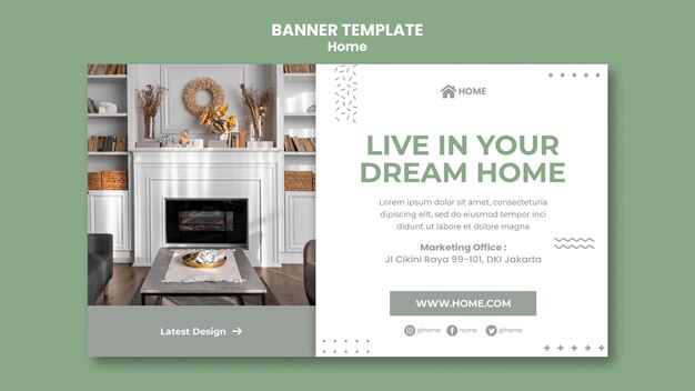 Horizontal banner template for new home interior design