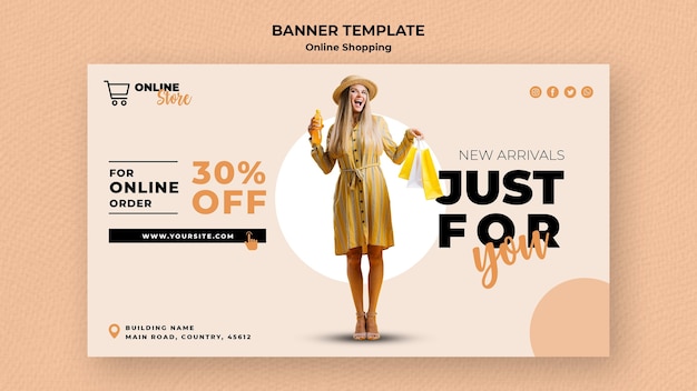 Free PSD horizontal banner template for online fashion sale