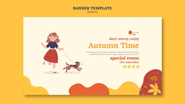 Free PSD horizontal banner template for outdoors autumn activities