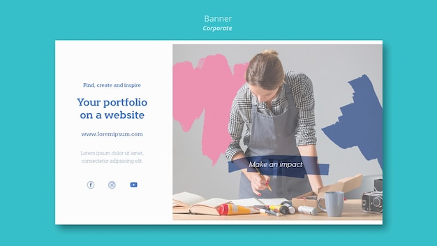 Free PSD horizontal banner template for painting portfolio on website