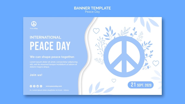 Free PSD horizontal banner template for peace day