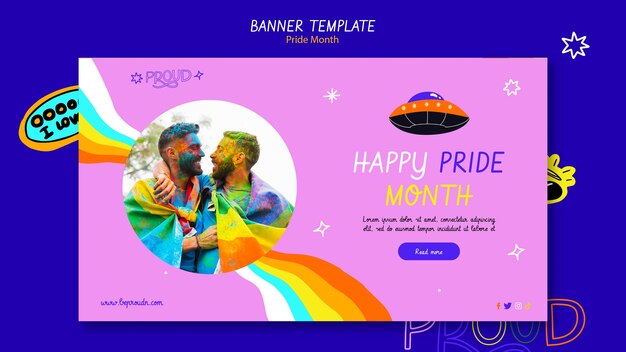 Horizontal banner template for pride month celebration