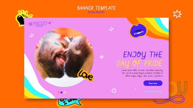 Horizontal banner template for pride month celebration