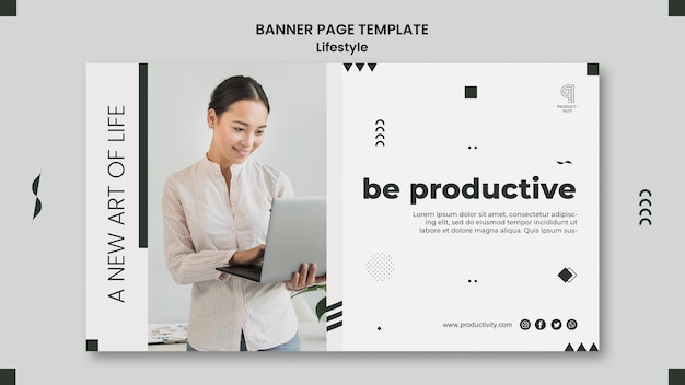 Free PSD horizontal banner template for productivity and life balance