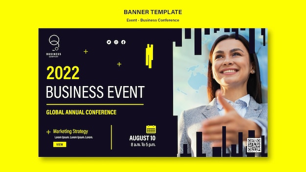 Horizontal banner template for professional business event