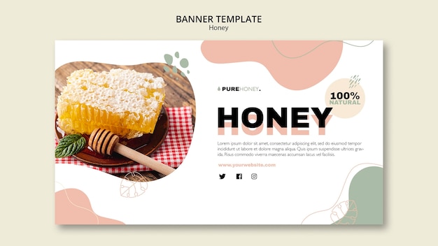 Free PSD horizontal banner template for pure honey