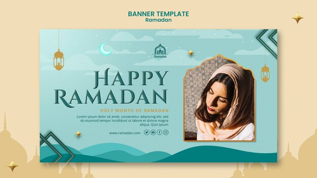 Horizontal banner template for ramadan celebration