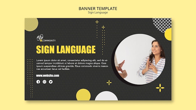 Free PSD horizontal banner template for sign language communication