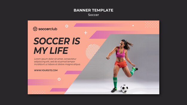 Horizontal banner template for soccer player