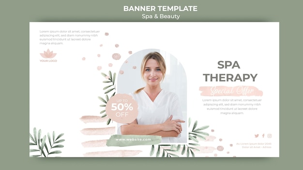 Free PSD horizontal banner template for spa therapy