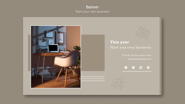 Horizontal banner template for starting own business