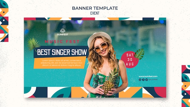 Free PSD horizontal banner template for summer party