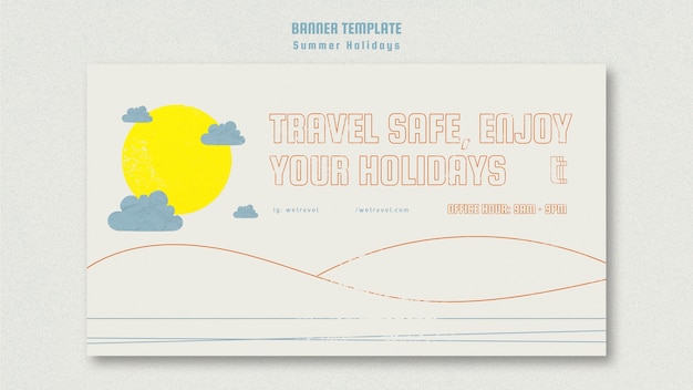 Free PSD horizontal banner template for summer vacation