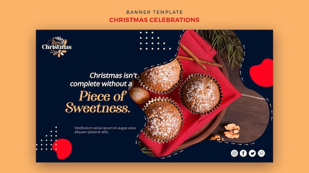 Free PSD horizontal banner template for traditional christmas desserts