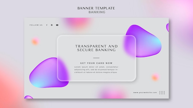 Horizontal banner template for transparent and safe banking