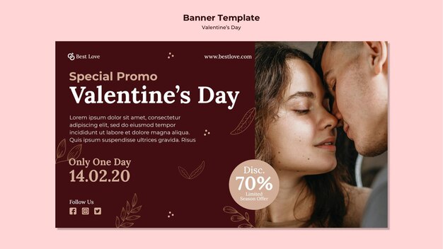 Horizontal banner template for valentine's day with  romantic couple