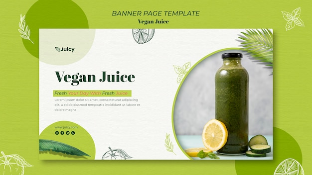 Horizontal banner template for vegan juice delivery company