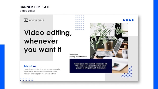 Horizontal banner template for video editing workshop