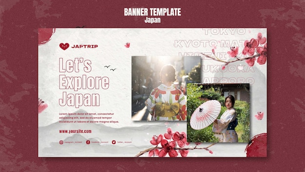 Free PSD horizontal banner template for visiting japan