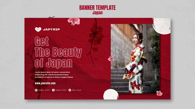 Horizontal banner template for visiting japan