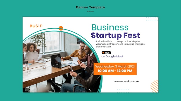 Free PSD horizontal banner template for webinar and business startup