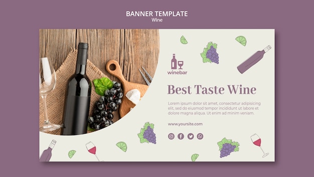 Horizontal banner template for wine tasting