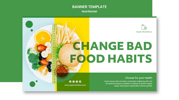 Free PSD horizontal banner template with nutritionist ad