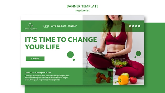 Free PSD horizontal banner template with nutritionist advice