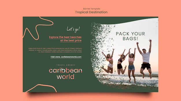 Free PSD horizontal banner template with travel and vegetation style