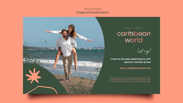 Horizontal banner template with travel and vegetation style