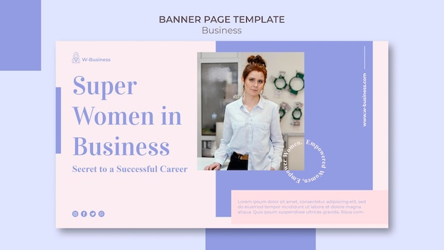 Horizontal banner template for women in business