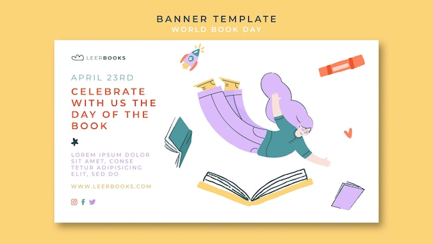 Horizontal banner template for world book day