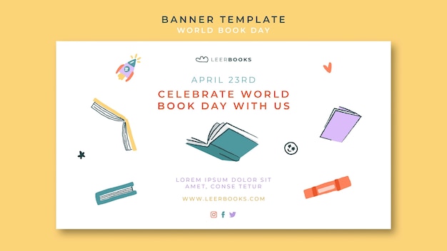 Free PSD horizontal banner template for world book day