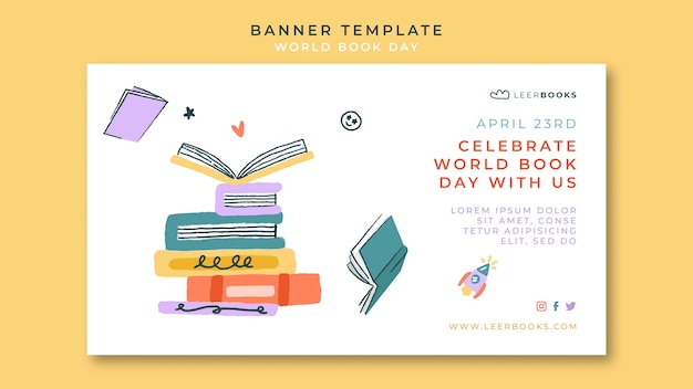 Free PSD horizontal banner template for world book day