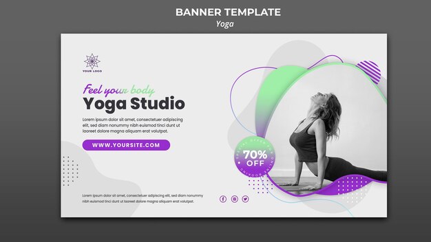 Horizontal banner template for yoga lessons