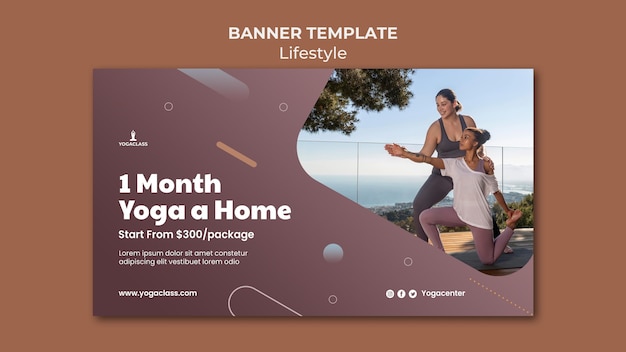 Free PSD horizontal banner template for yoga practice and exercise