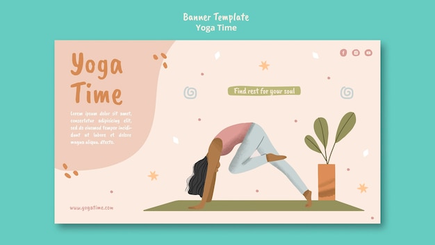 Free PSD horizontal banner template for yoga time