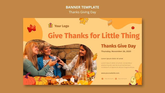 Free PSD horizontal banner for thanksgiving celebration