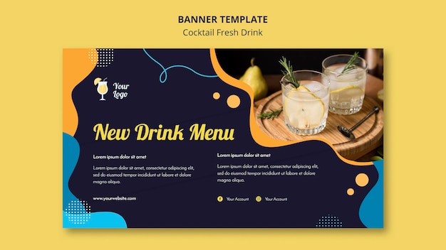 Horizontal banner for variety of cocktails