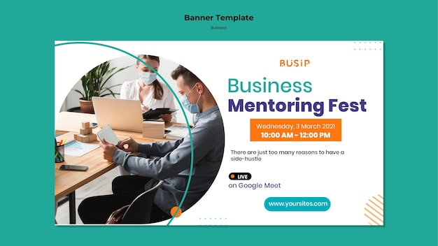 Free PSD horizontal banner for webinar and business startup