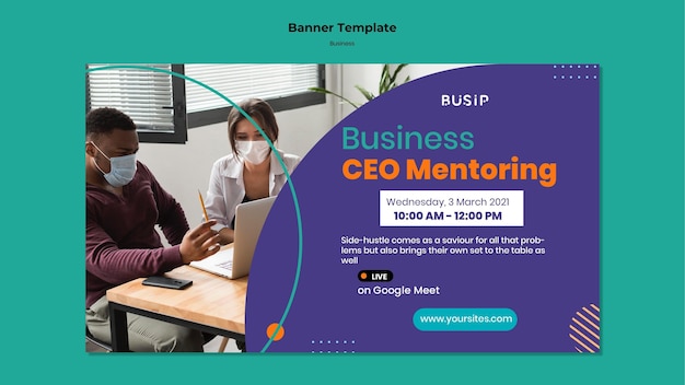 Free PSD horizontal banner for webinar and business startup