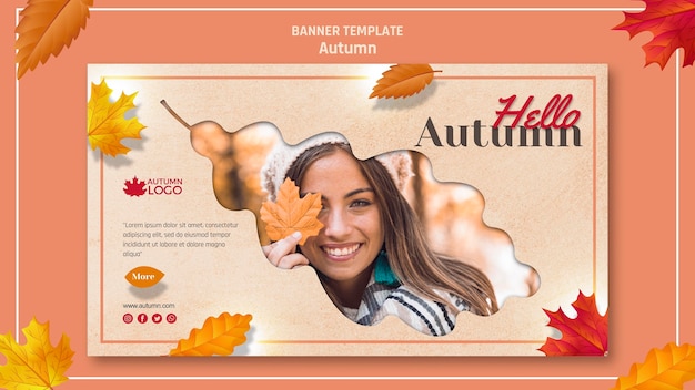 Free PSD horizontal banner for welcoming autumn season